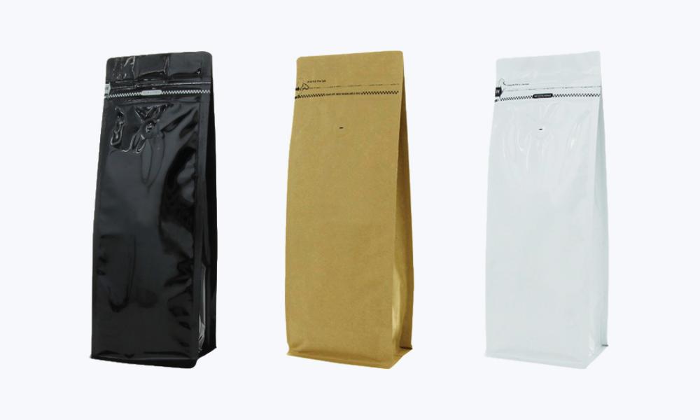 Bolsas de café de fondo plano con cremallera frontal