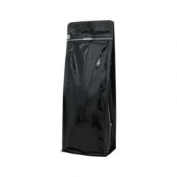 Bolsa de fondo plano con cierre de frente - brillante negro