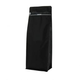 Bolsa de fondo plano con cierre de frente - mate negro - 95x185+{30+30} mm (450ml)
