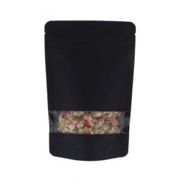 Bolsa de papel kraft con ventana - negro - 130x210+{40+40} mm (450-500ml)