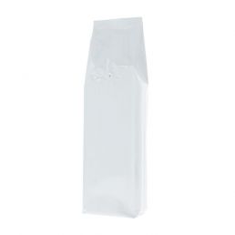 Bolsa de café con fuelle lateral - brillante blanco - 500 gr (85x360+{30+30} mm)