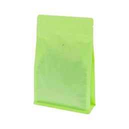 Bolsa de café de fondo plano con cierre - mate verde (100% reciclable)