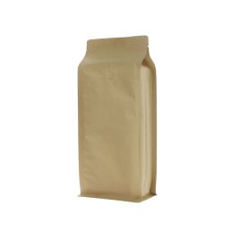Bolsa de café de fondo plano papel kraft - marrón - 500 gr (110x280+{40+40} mm)