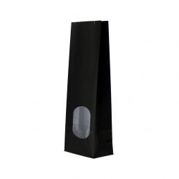Bolsa de fondo cuadrado papel kraft con ventana - negro