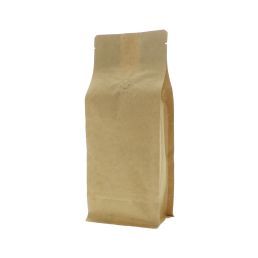 Bolsa de café de fondo plano papel kraft compostable - marrón