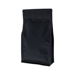 Bolsa de café de fondo plano con cierre - mate negro (100% reciclable)