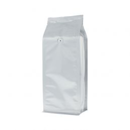 Bolsa de café de fondo plano - mate plata - 1 kg (140x350+{47,5+47,5} mm)