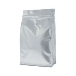 Bolsa de café de fondo plano con cierre - mate plata