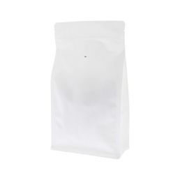Bolsa de café de fondo plano con cierre - mate blanco (100% reciclable)