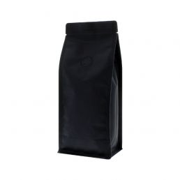 Bolsa de café de fondo plano mate negro (100% reciclable) - 250 gr (95x230+{35+35} mm)