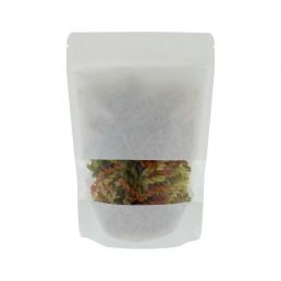 Bolsa stand-up papel kraft con ventana - blanco