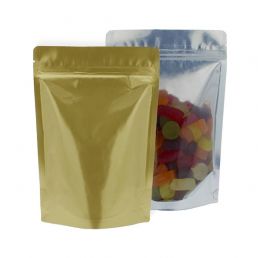 Bolsa stand-up - transparante / mate oro 