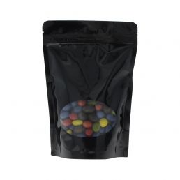 Bolsa stand-up con oval ventana - brillante negro
