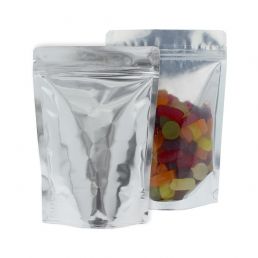 Bolsa stand-up - transparante / brillante plata
