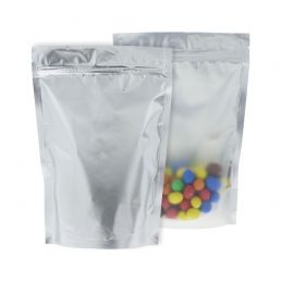 Bolsa stand-up - mate transparante / mate plata