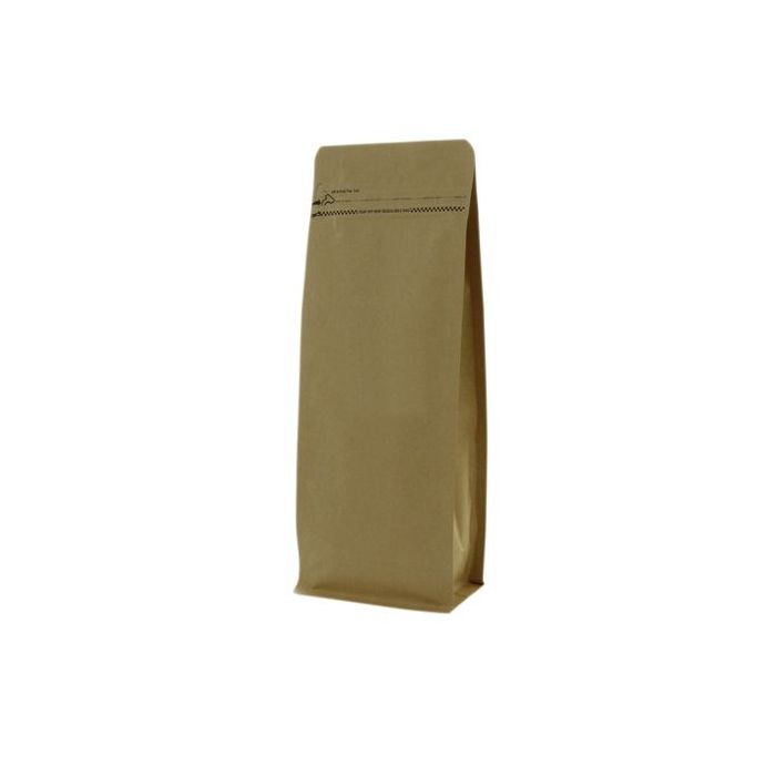 Bolsa de fondo plano papel kraft con cierre de frente - marrón - 95x245+{35+35} mm (700-800ml)