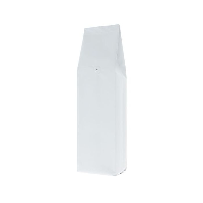 Bolsa de café con fuelle lateral - mate blanco - 250 gr (80x260+ {25+25} mm)