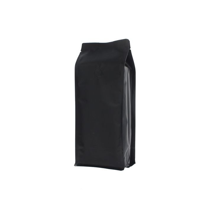 Bolsa de café de fondo plano - mate negro - 250 gr (95x230+{35+35} mm)