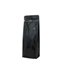 Bolsa de fondo plano con cierre de frente - brillante negro - 140x360+{47,5+47,5} mm (2,8-3,3 ltr)