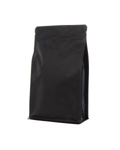 Bolsa de caf&eacute; de fondo plano con cierre - mate negro - 500 gr (150x255+{40+40} mm)
