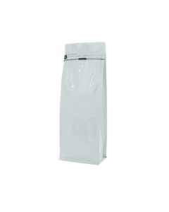 Bolsa de fondo plano con cierre de frente - brillante blanco - 110x300+{40+40} mm (1,25-1,4 ltrl)