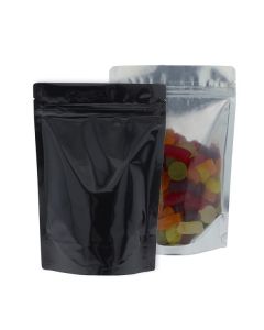 Bolsa stand-up - transparante / brillante negro - 160x230+{45+45} mm (700-900ml)