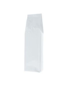 Bolsa de caf&eacute; con fuelle lateral - brillante blanco - 500 gr (85x360+{30+30} mm)