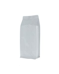 Bolsa de caf&eacute; de fondo plano - brillante blanco - 500 gr (110x280+{40+40} mm)