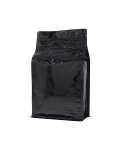 Bolsa de fondo plano con cierre - brillante negro