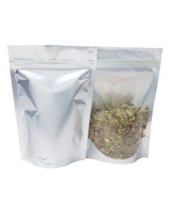 Bolsa stand-up - transparante / mate plata - 130x210+{40+40} mm (450-500ml)
