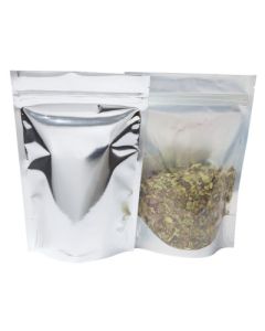 Bolsa stand-up - transparante / brillante plata - 160x230+{45+45} mm (700-900ml)
