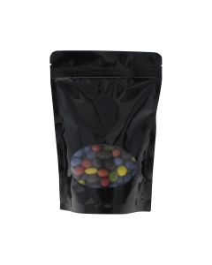 Bolsa stand-up con oval ventana - brillante negro