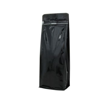 Bolsa de fondo plano con cierre de frente - brillante negro - 140x360+{47,5+47,5} mm (2,8-3,3 ltr)