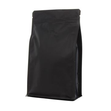Bolsa de café de fondo plano con cierre - mate negro - 500 gr (150x255+{40+40} mm)
