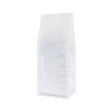 Bolsa de café de fondo plano - mate blanco (100% recyclable)