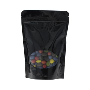 Bolsa stand-up con oval ventana - brillante negro