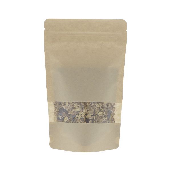 Bolsa stand-up papel kraft con ventana - marrón - 190x265+{55+55} mm (1,3-1,4lt)