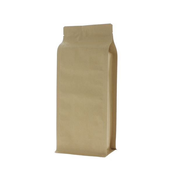 Bolsa de fondo plano papel kraft - marrón - 95x230+{35+35} mm (900ml)