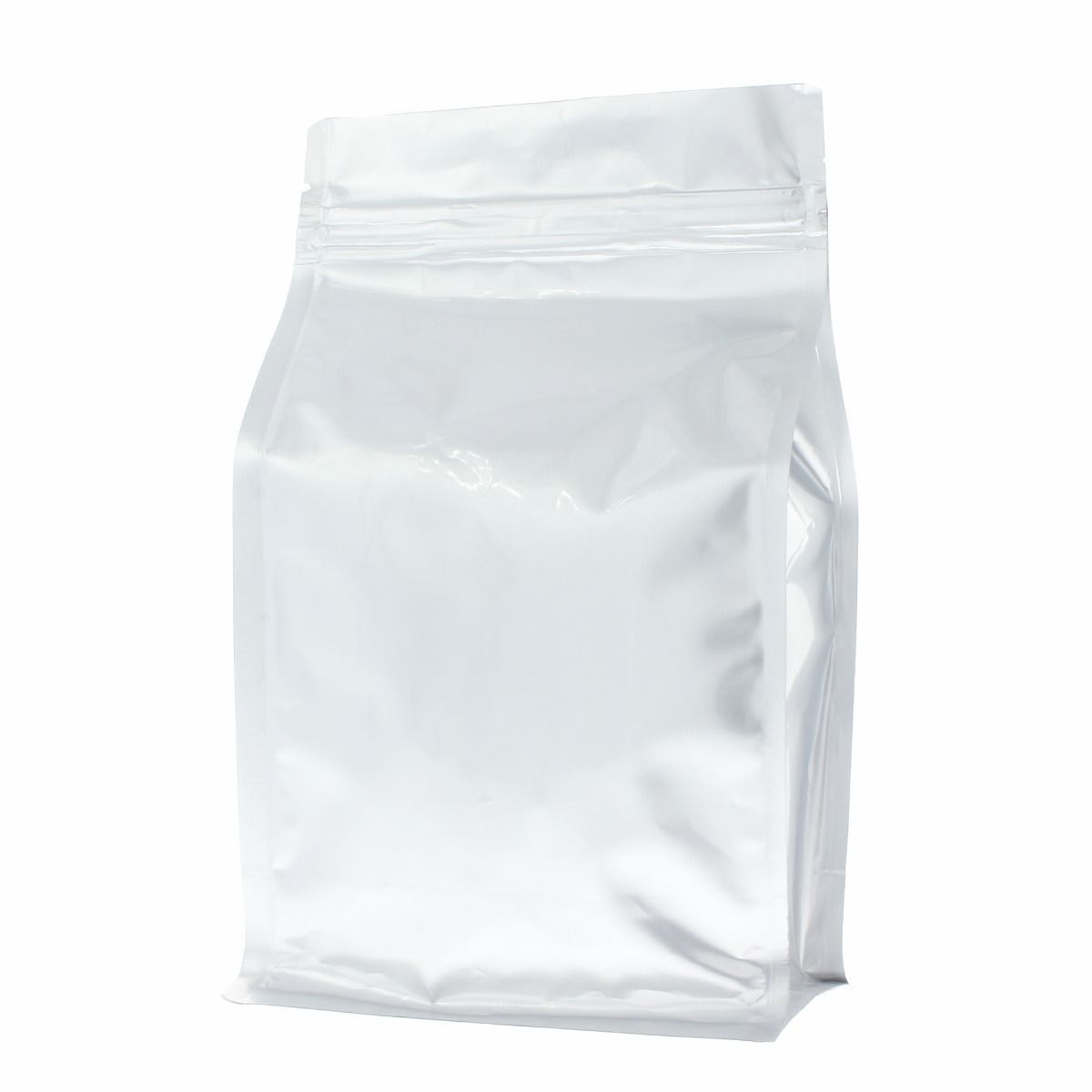 Bolsa de fondo plano con cierre - mate plata - 140x210+{35+35} mm (1lt) 