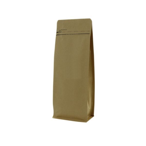 Bolsa de fondo plano papel kraft con cierre de frente - marrón - 95x245+{35+35} mm (700-800ml)