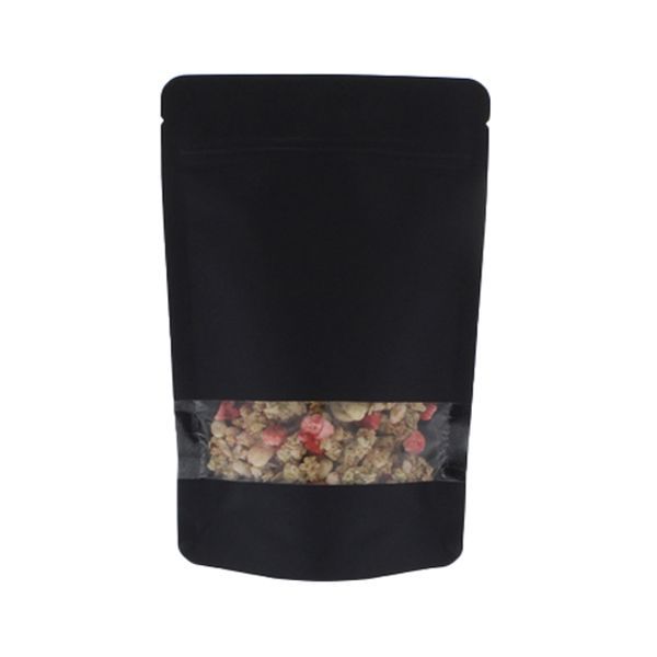 Bolsa de papel kraft con ventana - negro - 160x230+{45+45} mm (700-900ml)