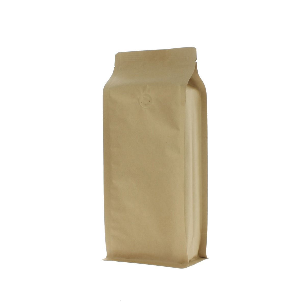 Bolsa de café de fondo plano papel kraft - marrón - 500 gr (110x280+{40+40} mm)