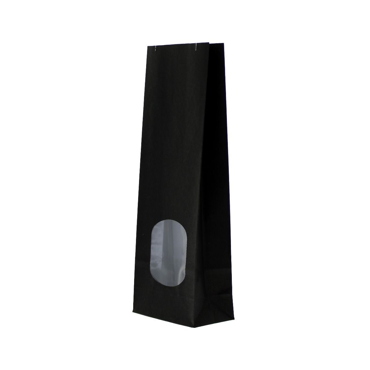 Bolsa de fondo cuadrado papel kraft con ventana - negro