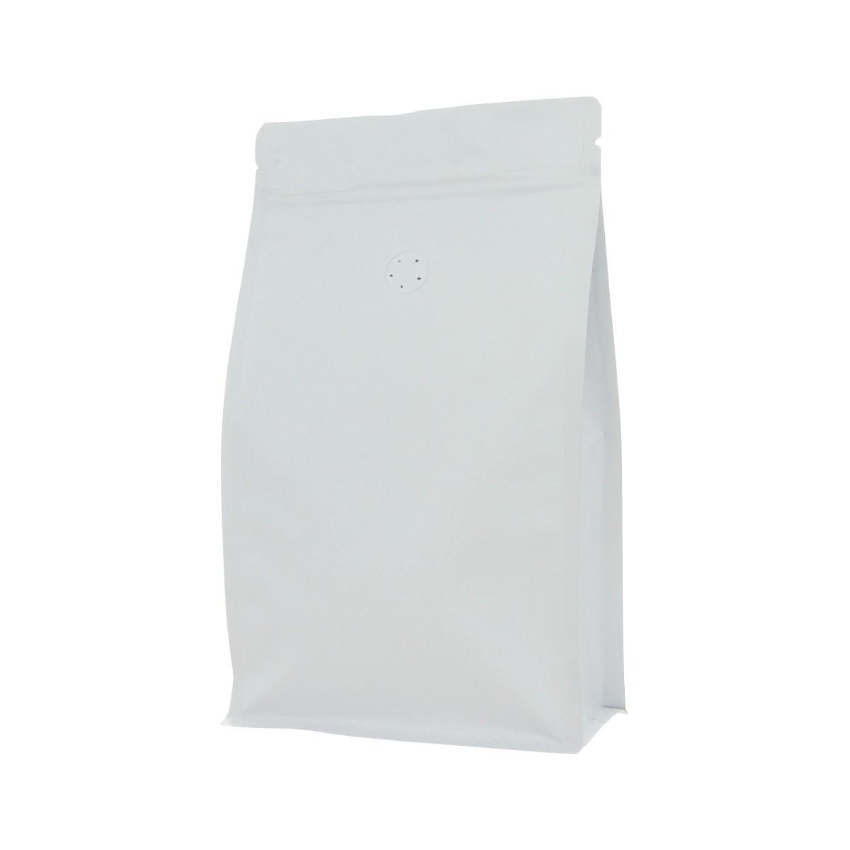 Bolsa de café de fondo plano con cierre - mate blanco