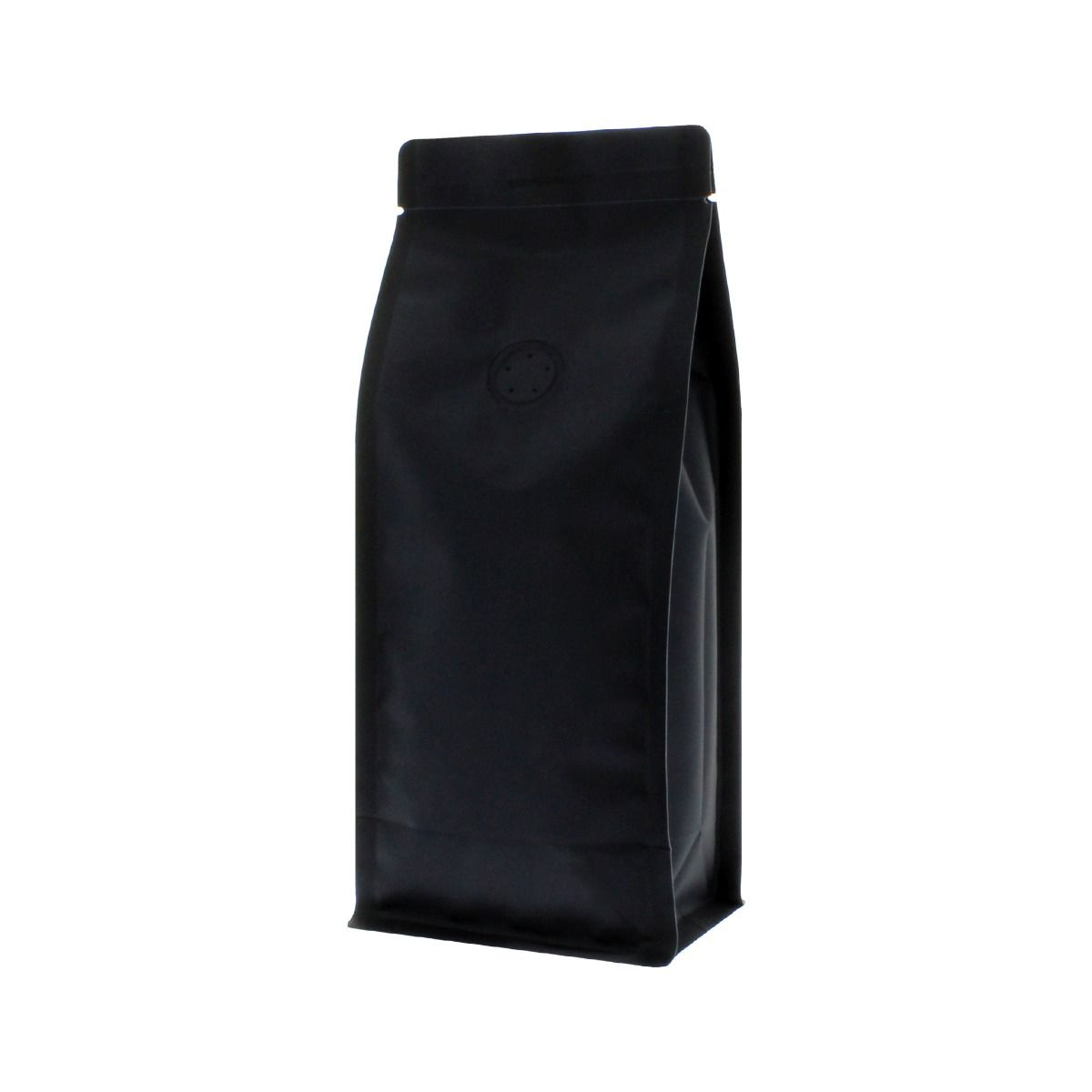 Bolsa de café de fondo plano mate negro (100% reciclable) - 250 gr (95x230+{35+35} mm)