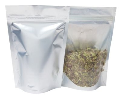 Bolsa stand-up - transparante / mate plata - 130x210+{40+40} mm (450-500ml)