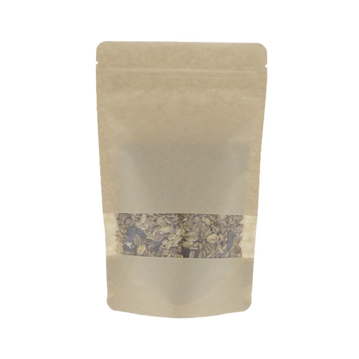 Bolsa stand-up papel kraft con ventana - marrón