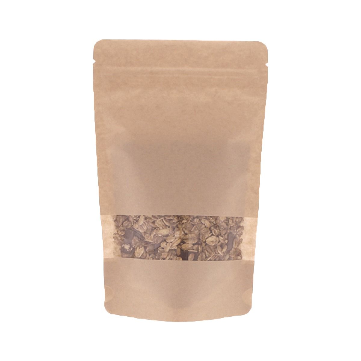 Bolsa stand-up papel kraft con ventana - marrón - 190x265+{55+55} mm (1,3-1,4lt)