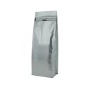 Bolsa de fondo plano con cierre de frente - mate plata - 110x300+{40+40} mm (1,25-1,4 ltrl)
