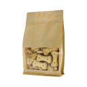 Bolsa de fondo plano papel kraft con ventana y cierre de frente - marrón - 160x270+(37,5+37,5) mm (1,35 ltr)
